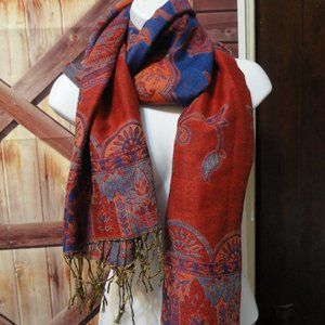 Beautiful Pashmina Colorful detailed Scarf~63" long~Soft